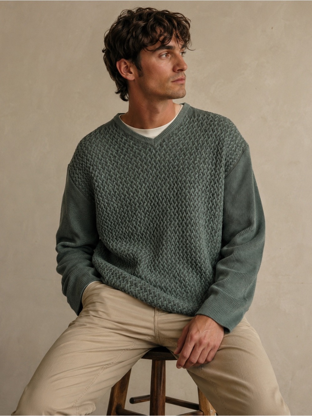 Vintage USA Made Tricots St Raphael Sage Textured Knit Sweater L XL